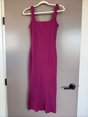 Wild Fable Ribbed Tank Midi Dress in Magenta Modern Fit Size Small